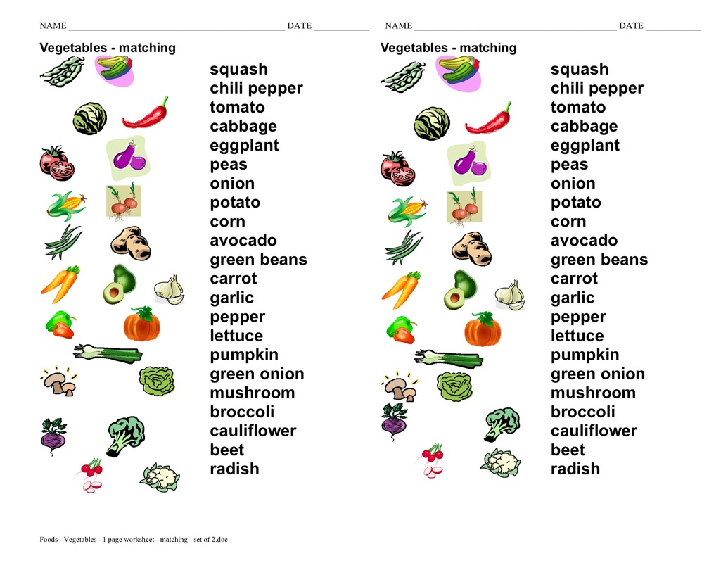 İngilizce Resimlerle Sebze İsimleri Testi